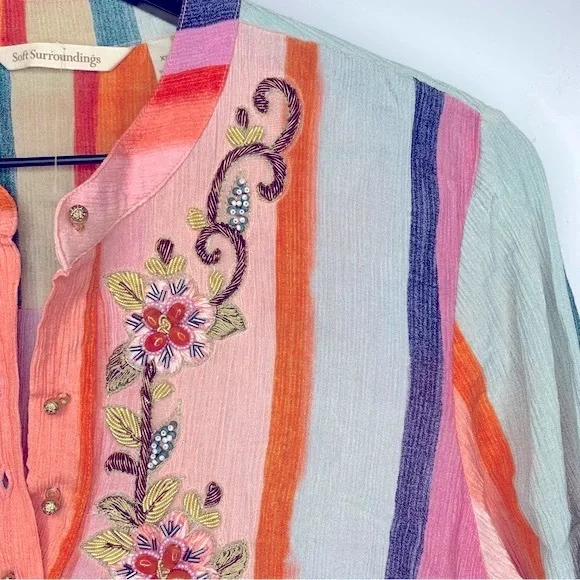 Soft Surroundings Icon Stripe Aruba Caftan Dress Size XS - Picture 7 of 10